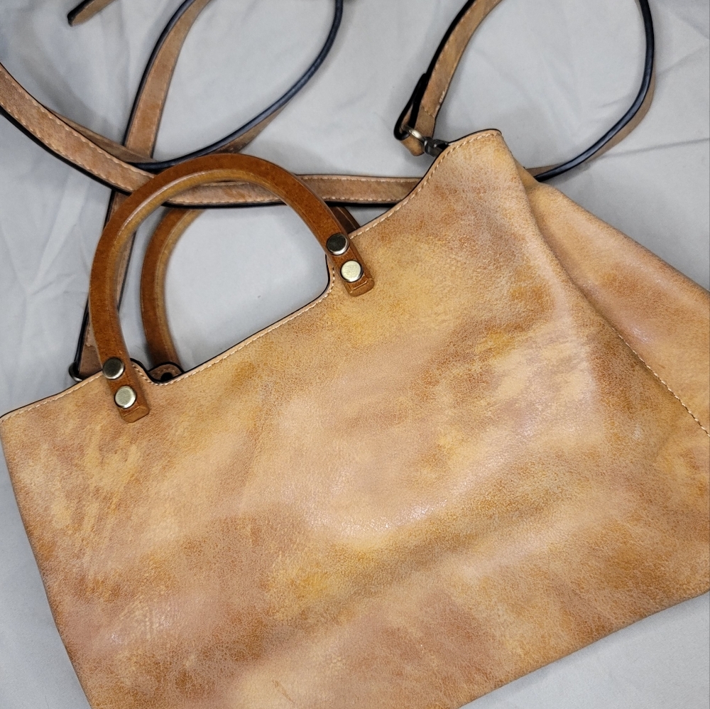 Joy Susan Angie Vintage Satchel With Wood Handle Crossbody Bag Purse